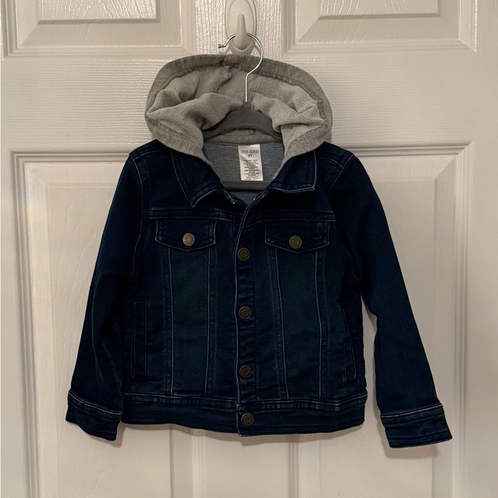 Kids Denim Jacket with Gray Hood and Jeans